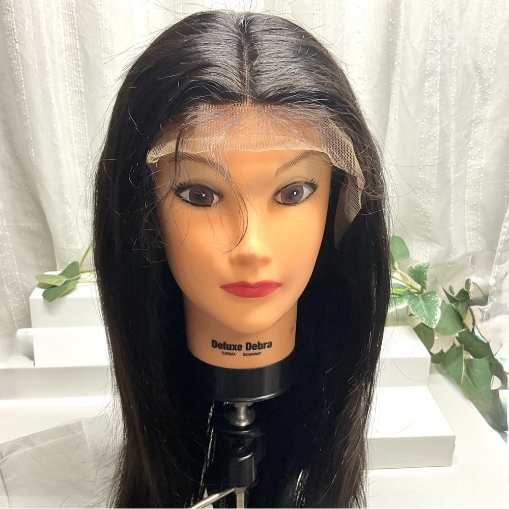 150% Peruvian Human Virgin Hair Wig 20" 1B ( Black) Front Lace